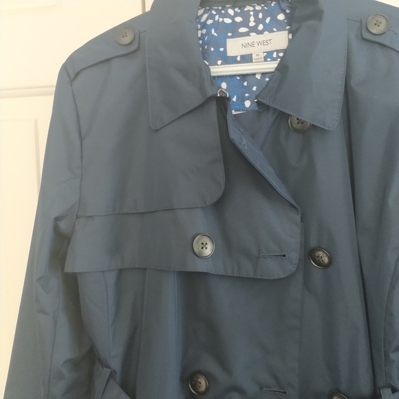Nine West Classic Navy Trench Raincoat Navy XL - Picture 8 of 12